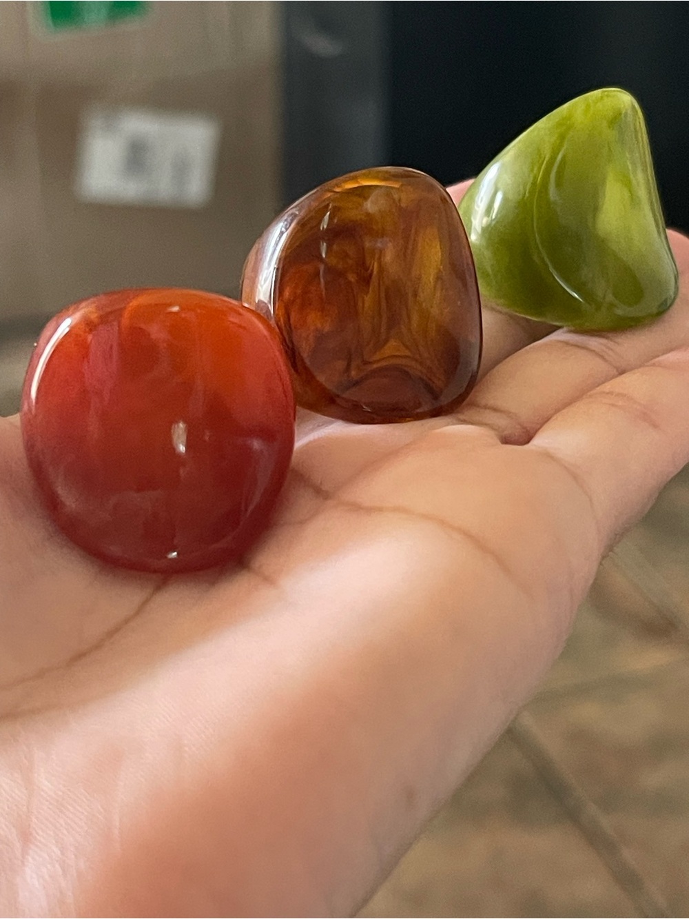 Glossy Chunky Acrylic Ring Trio